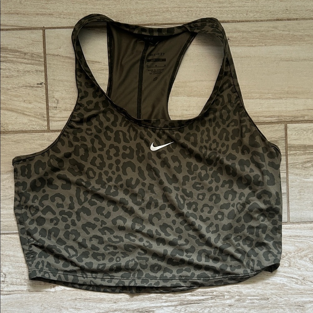 Nike Black and Gray Leopard Sports Bra